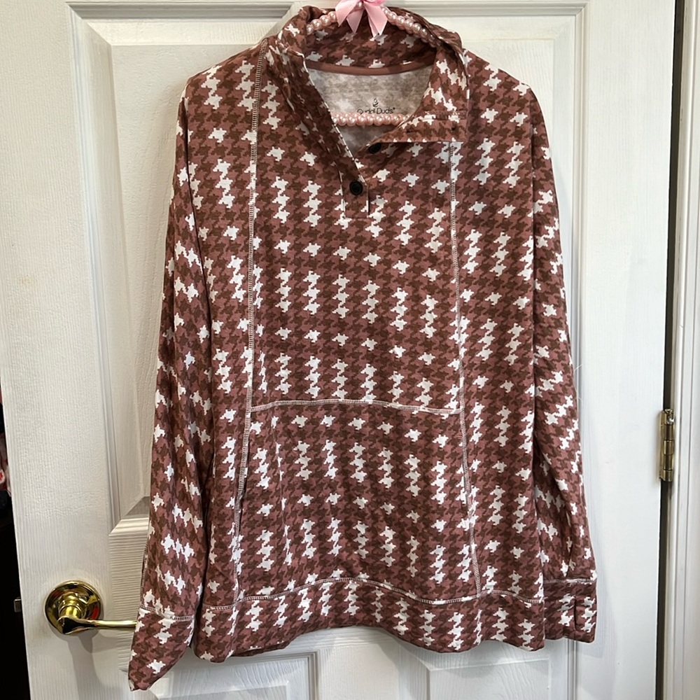 Cuddl duds houndstooth comfortwear pullover
